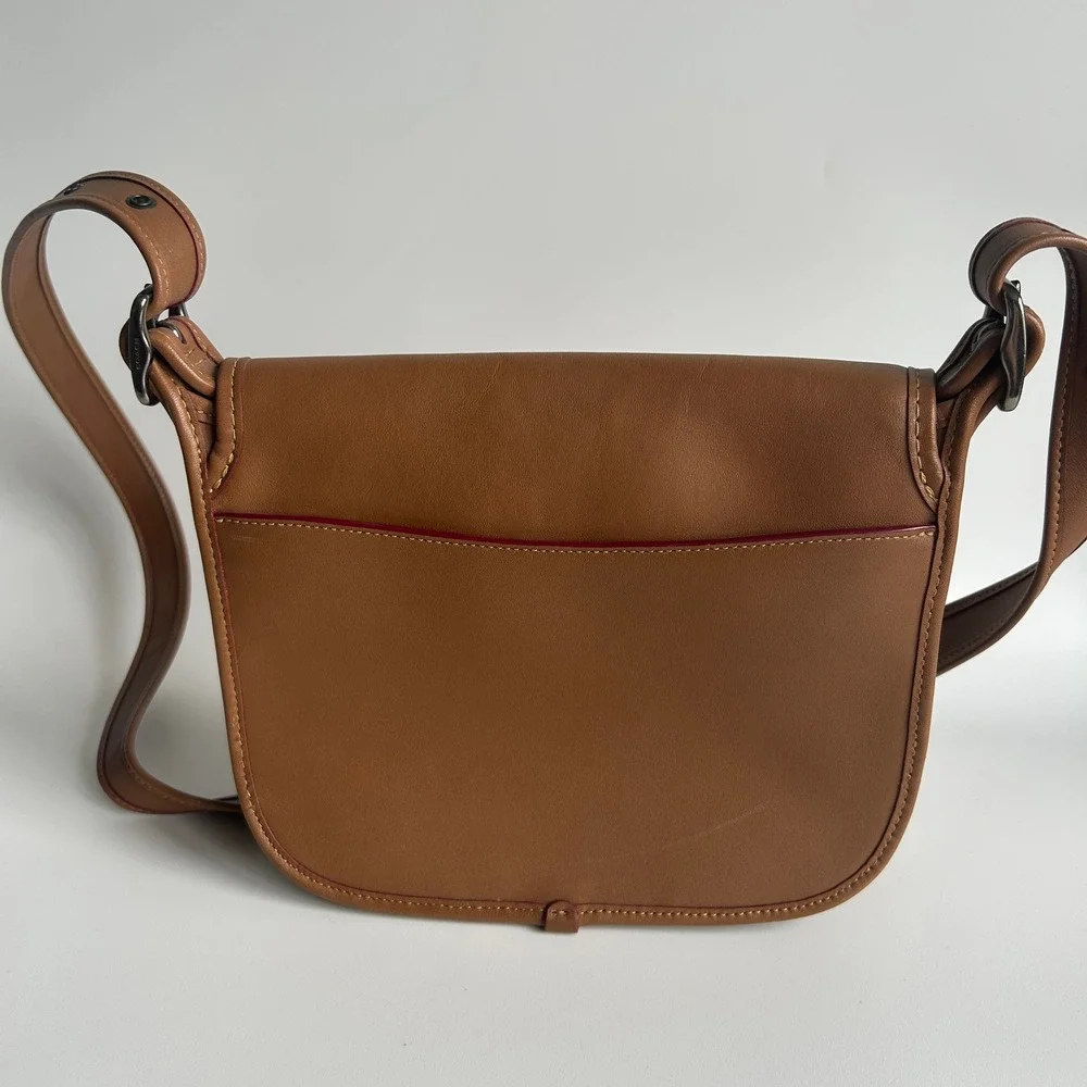Disney Coach Mickey Mouse Saddle Bag 23 Tan Glovetanned‎ Leather Excellent